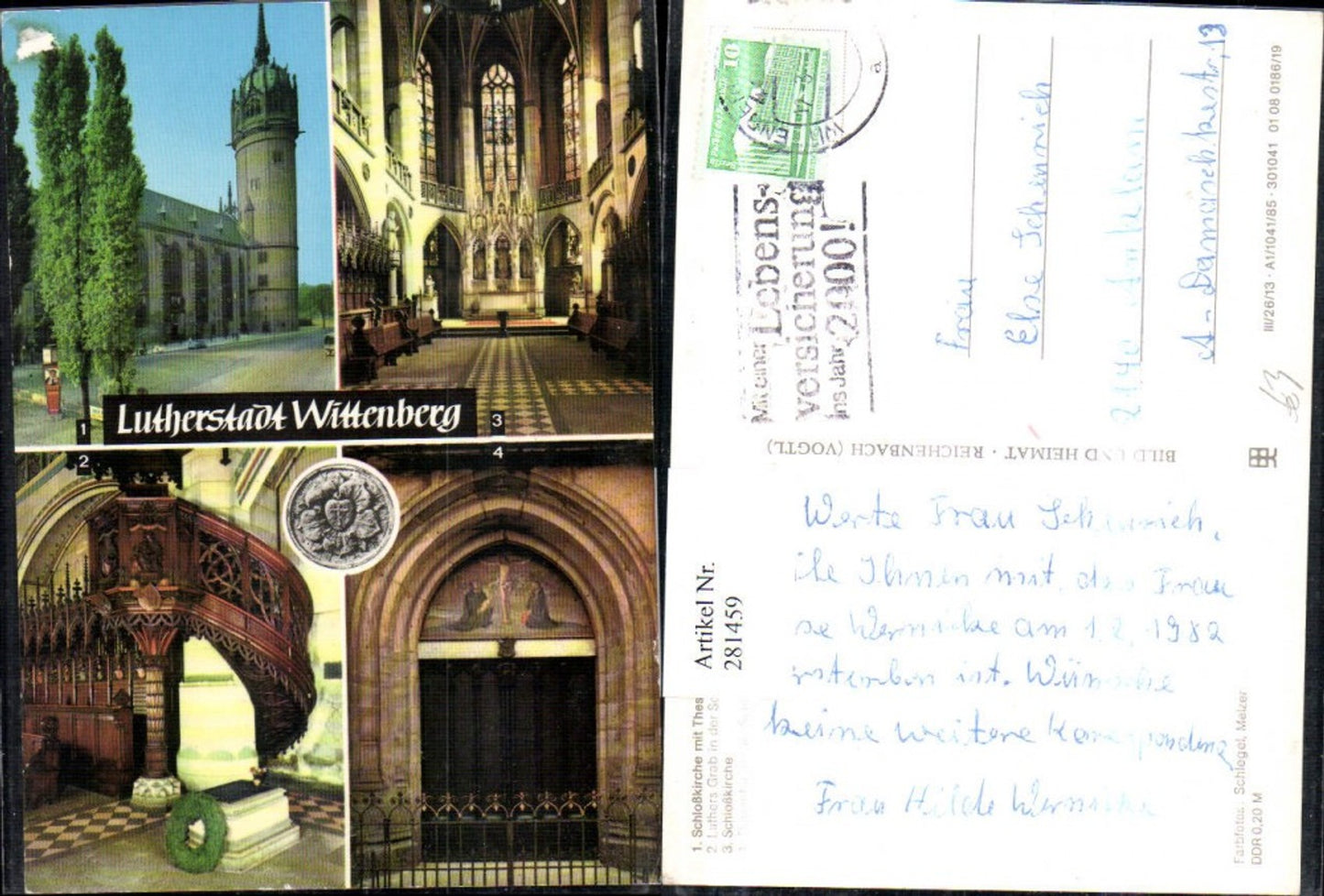 281459,Wittenberg Schlosskirche m. Thesentür Luthers Grab Mehrbildkarte