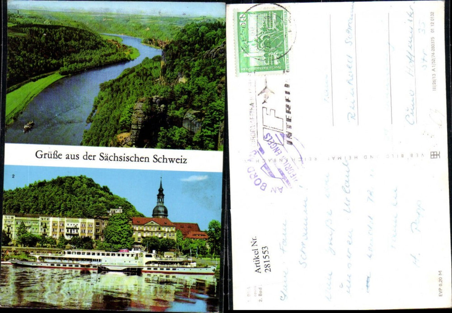 281553,Sächsische Schweiz Bad Schandau Schiff Wilhelm Pieck Basteiaussicht Mehrbildkarte pub VEB