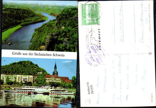 281553,Sächsische Schweiz Bad Schandau Schiff Wilhelm Pieck Basteiaussicht Mehrbildkarte pub VEB