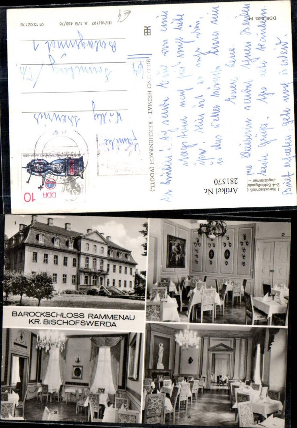 281570,Barockschloss Schloss Rammenau Schlossgaststätte Jagdzimmer Mehrbildkarte