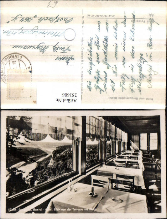 281606,Sächsische Schweiz Bastei-Hotel Blick von d. Terrasse Elbtal