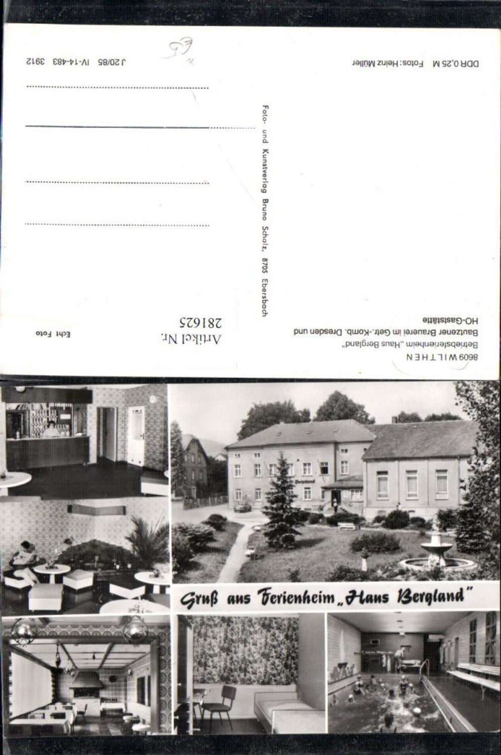 281625,Wilthen Ferienheim Haus Bergland Bautzener Brauerei u. HO-Gaststätte Mehrbildkarte