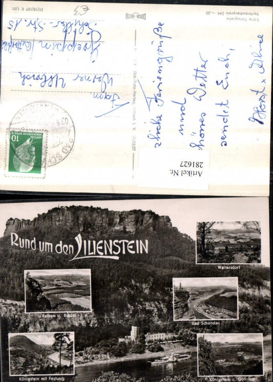 281627,Lilienstein Waltersdorf Bad Schandau Rathen Königstein m. Festung Mehrbildkarte