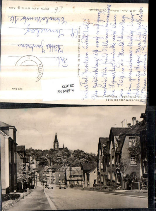 281628,Niederwürschnitz Stollberger-Straße Straßenansicht Blick zur Kirche