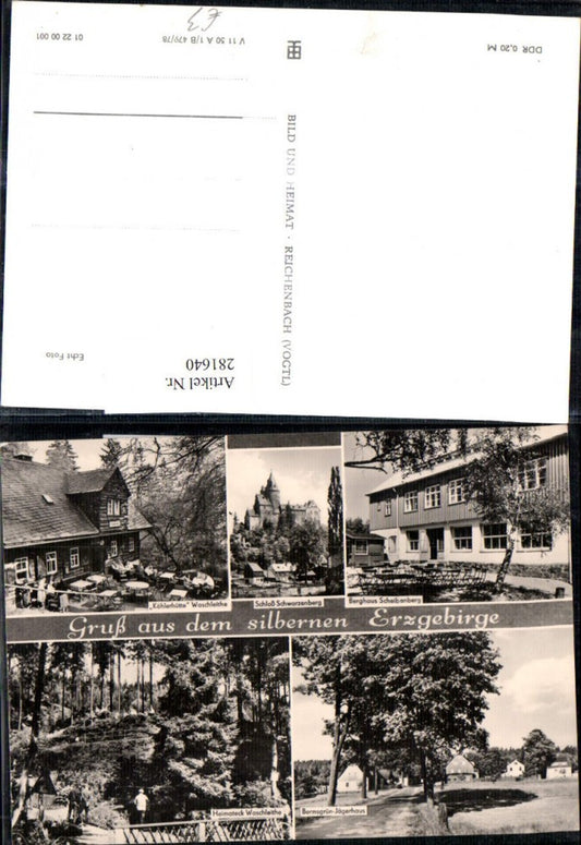 281640,Gruß aus d. Erzgebirge Schloss Schwarzenberg Berghaus Scheibenberg Jägerhaus Köhlerhütte Mehrbildkarte