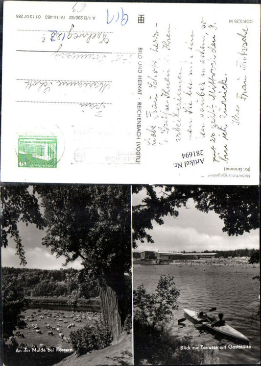 281694,Thümmlitzsee Blick zur Terrasse m. Gaststätte an d. Mulde b. Kössern Mehrbildkarte