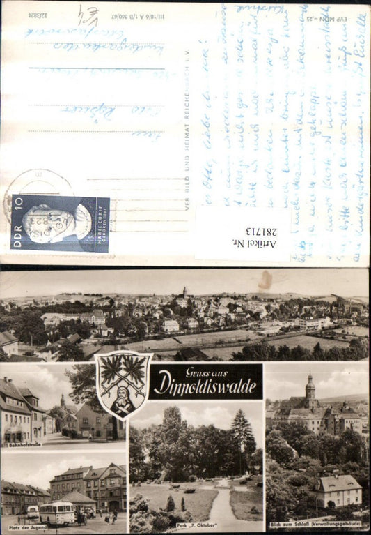 281713,Dippoldiswalde Totale Bahnhofstraße Schloss Park Platz d. Jugend Mehrbildkarte pub VEB