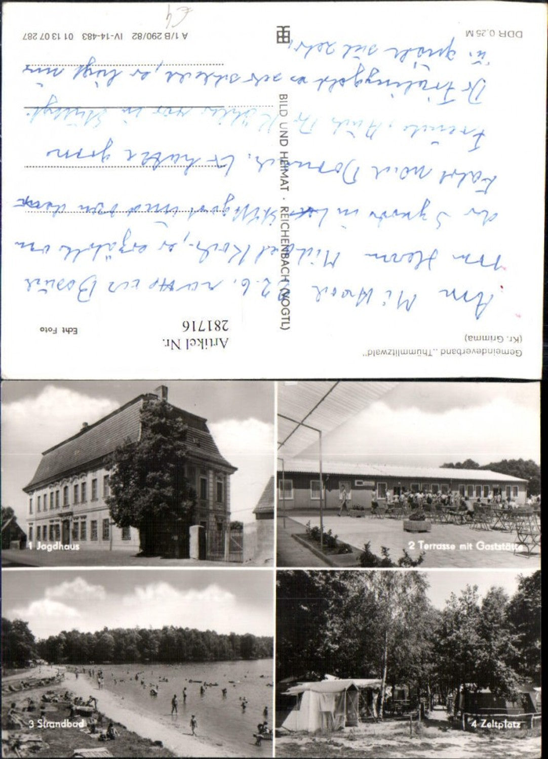 281716,Thümmlitzwald Jagdhaus Strandbad Zeltplatz Camping Terrasse m. Gaststätte Mehrbildkarte