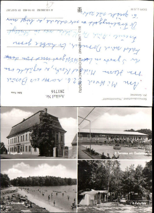 281716,Thümmlitzwald Jagdhaus Strandbad Zeltplatz Camping Terrasse m. Gaststätte Mehrbildkarte