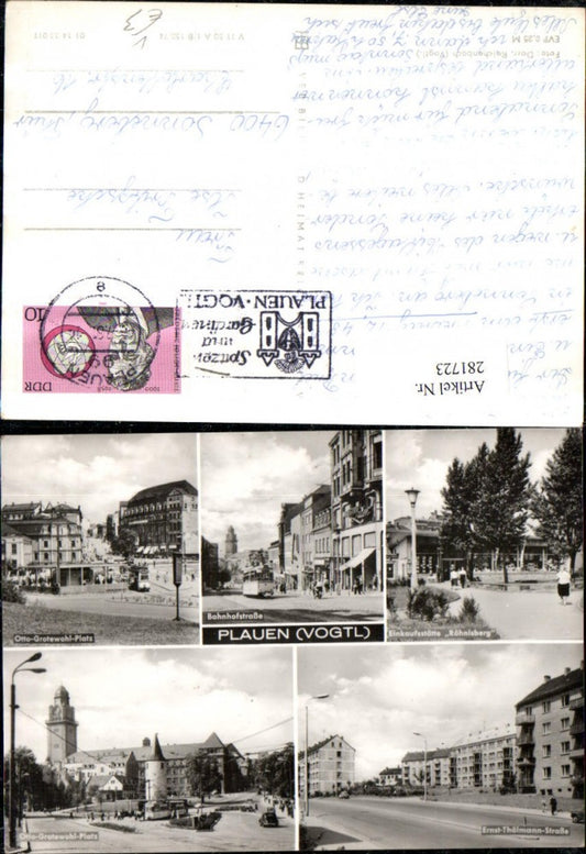 281723,Plauen im Vogtland Bahnhofstraße Einkaufsstätte Otto-Grotewohl-Platz Mehrbildkarte pub VEB