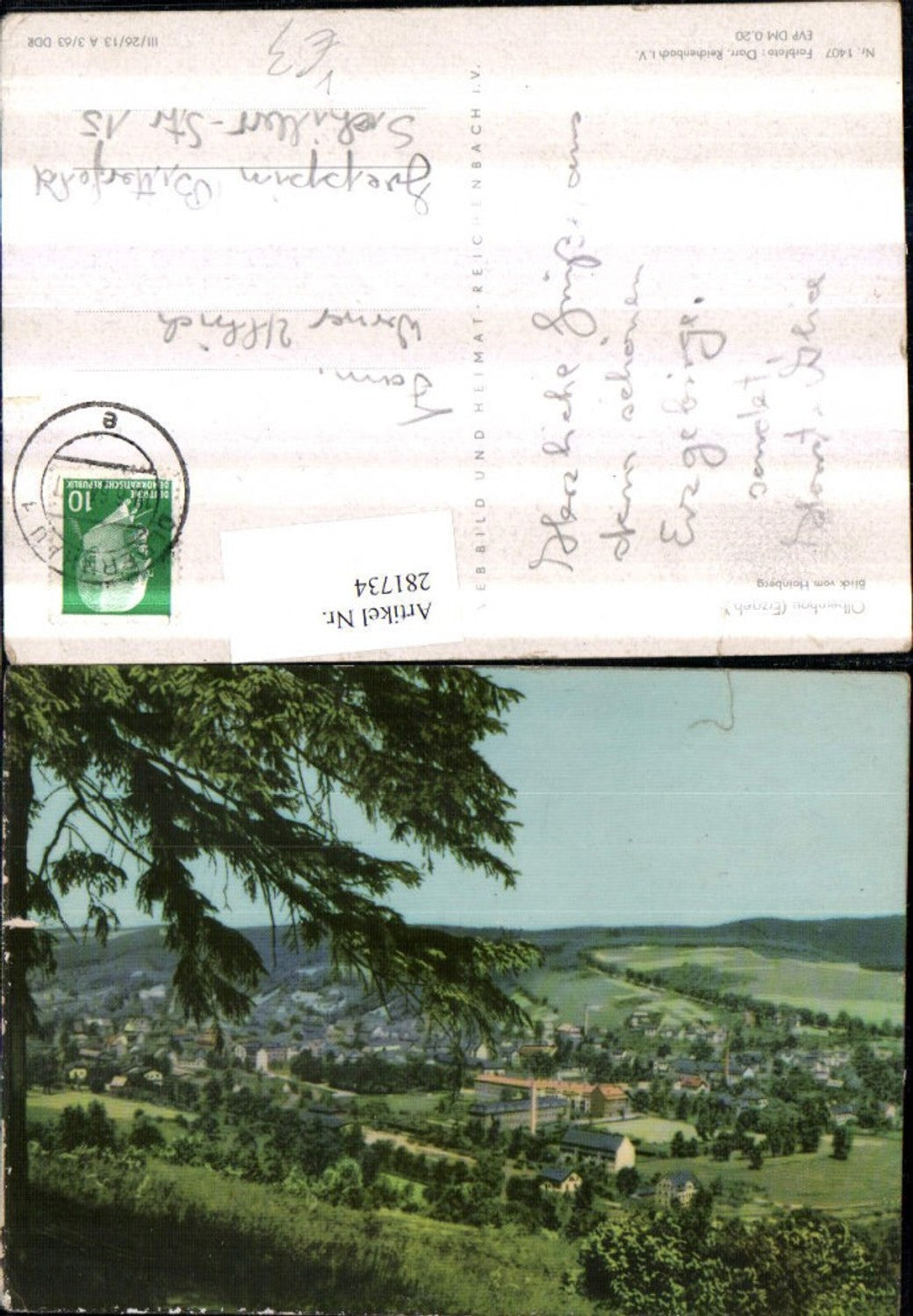 281734,Olbernhau im Erzgebirge Totale Blick vom Hainberg pub VEB