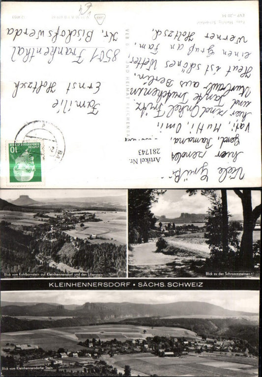 281743,Sächsische Schweiz Kleinhennersdorf Totale Schrammsteine Mehrbildkarte pub VEB
