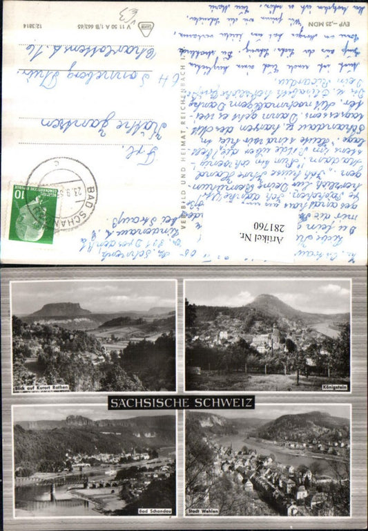281760,Sächsische Schweiz Königstein Wehlen Bad Schandau Totale Mehrbildkarte pub VEB