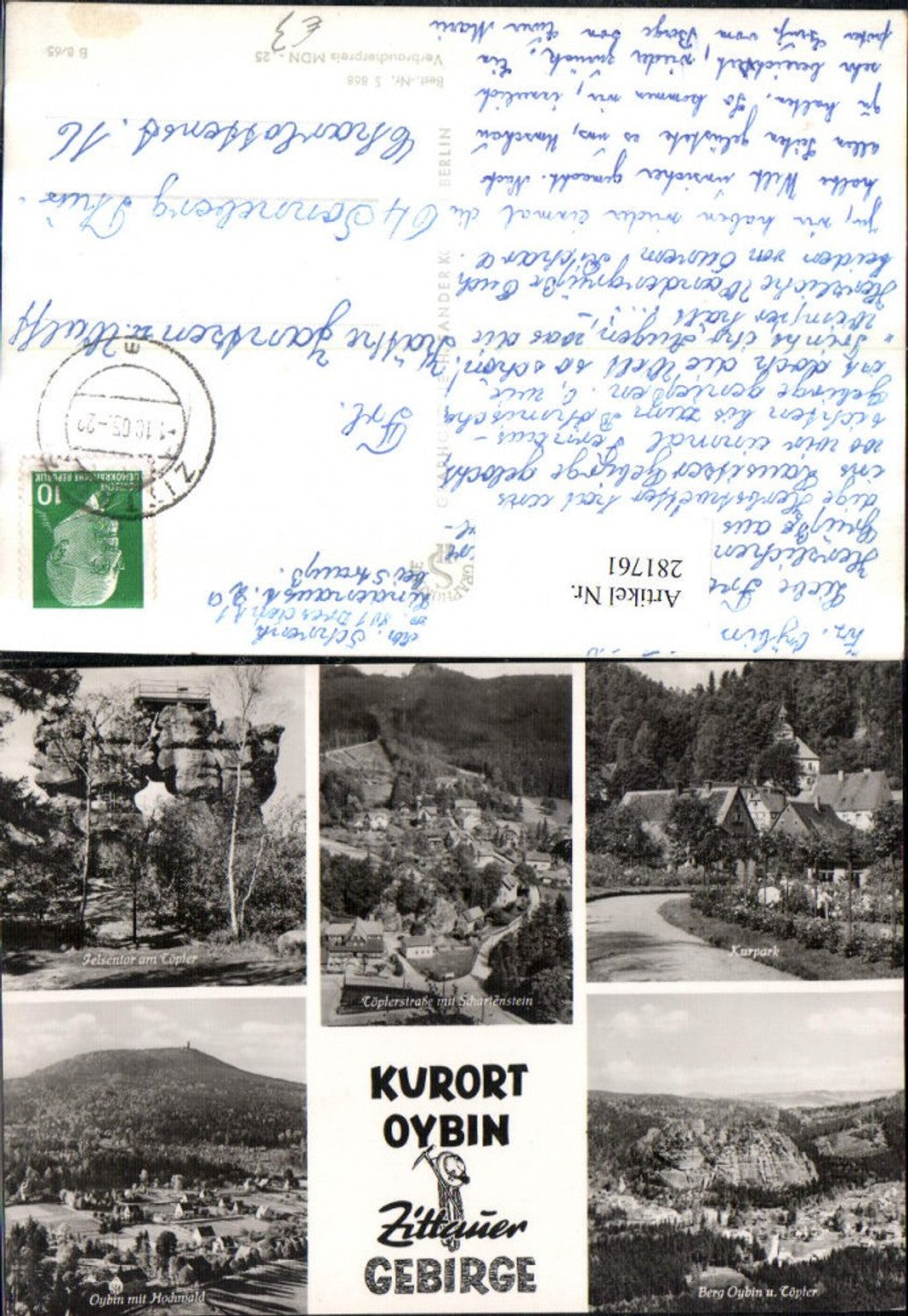 281761,Oybin Totale Kurpark Felsentor Mehrbildkarte