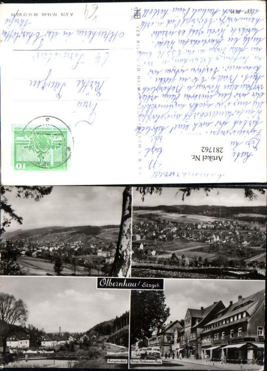 281762,Olbernhau im Erzgebirge Totale Rungstocktal Ernst-Thälmann-Platz Mehrbildkarte pub VEB