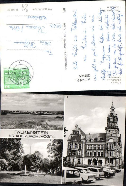 281765,Falkenstein im Vogtland Totale Rathaus Schlossfelsen Mehrbildkarte