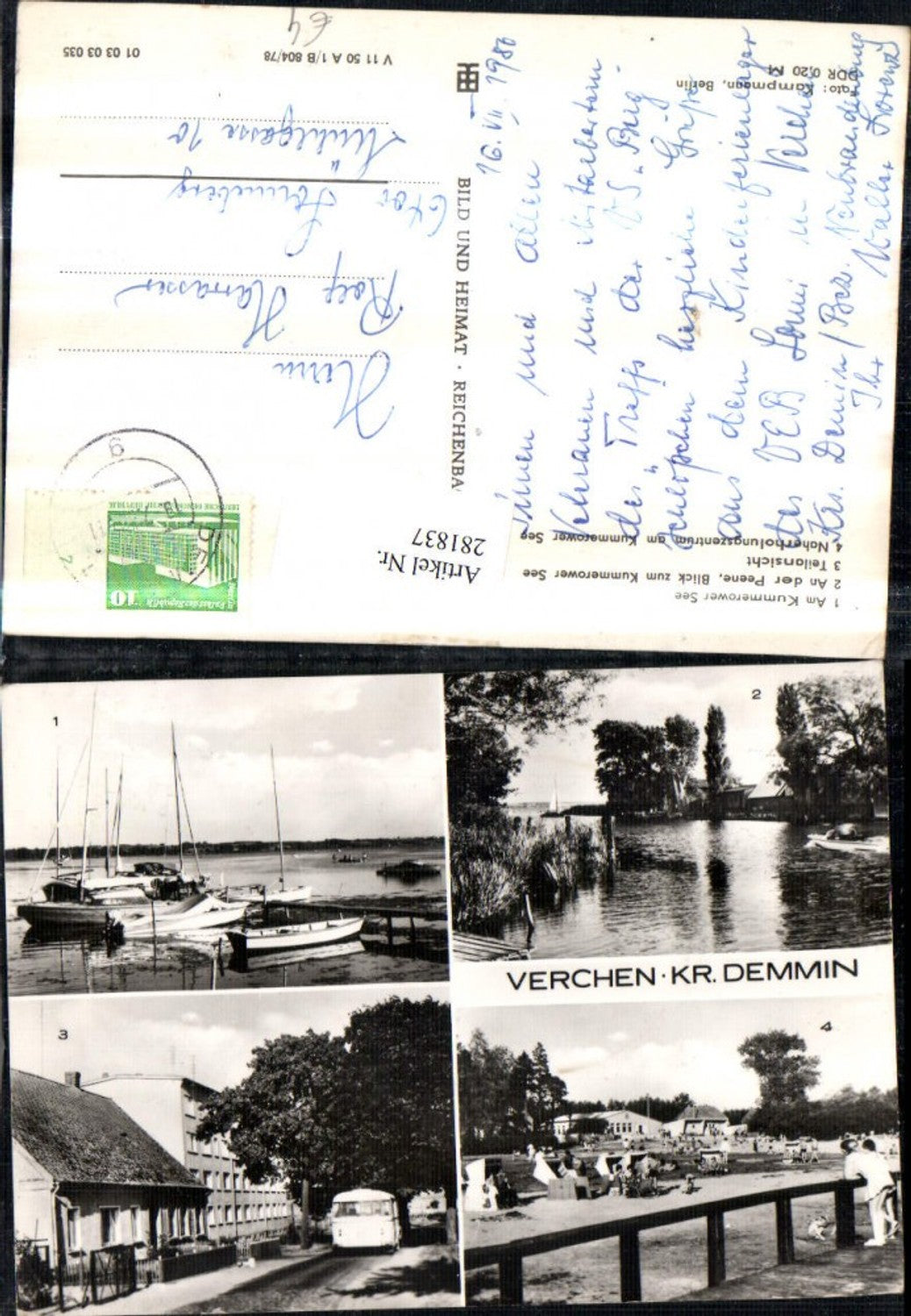 281837,Verchen Kummerower See Boote Strand Strandleben Bus Autobus Mehrbildkarte