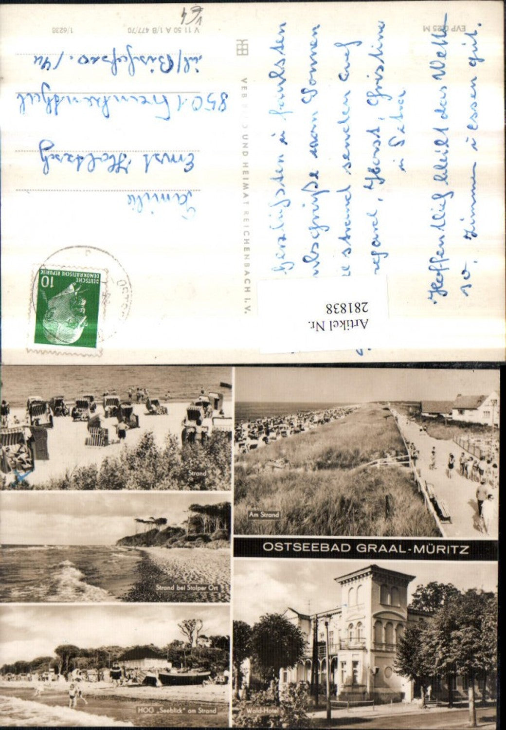 281838,Ostseebad Graal-Müritz Strand Strandleben Wald-Hotel HOG Seeblick Mehrbildkarte pub VEB