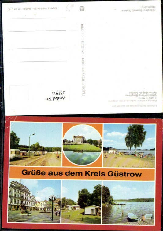 281911,Kreis Güstrow Schloss Lohmen Campingplatz Krakow am See Schlieffenberg Reimershagen Mehrbildkarte