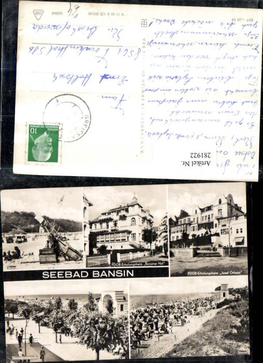 281922,Seebad Bansin Strand Promenade Erholungsheim Bansiner Hof u. Josef Orlopp Mehrbildkarte pub VEB