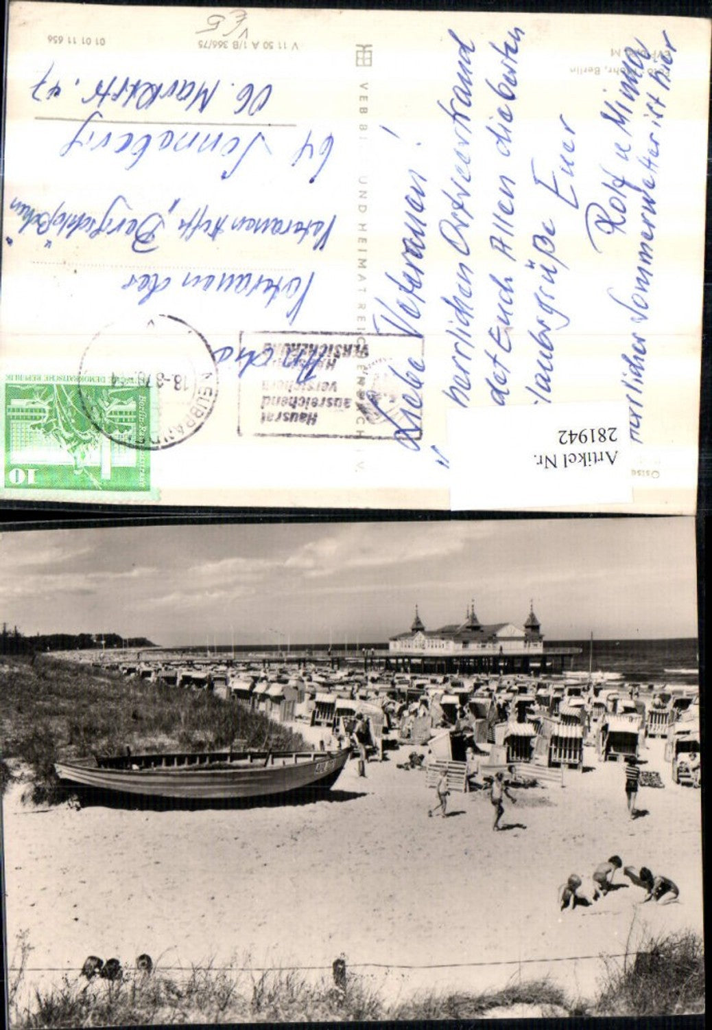 281942,Ostseebad Ahlbeck auf Usedom Blick zur Seebrücke Strand Strandleben pub VEB