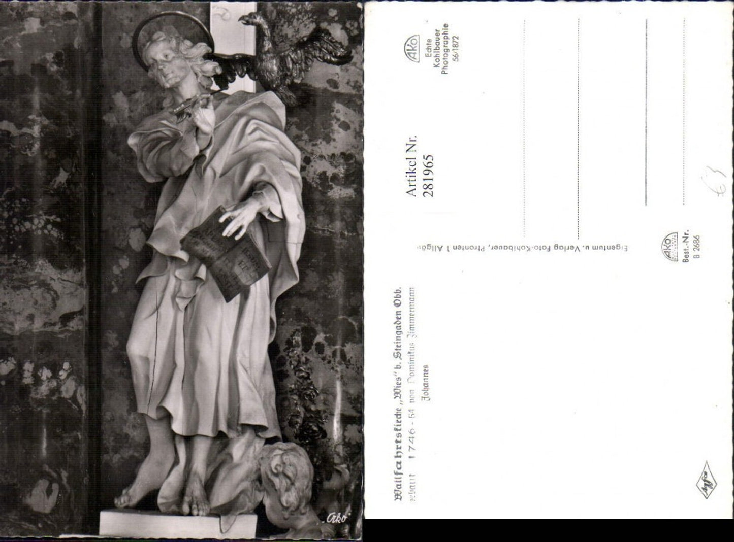 281965, Pilgrimage Church Wies near Steingaden, Statue of a Saint, Detail View