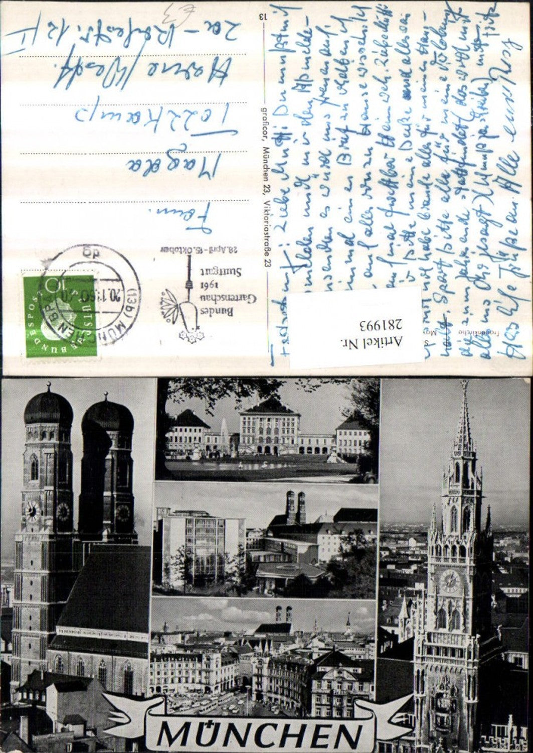 281993,München Schloss Nymphenburg Frauenkirche Rathaus Mehrbildkarte