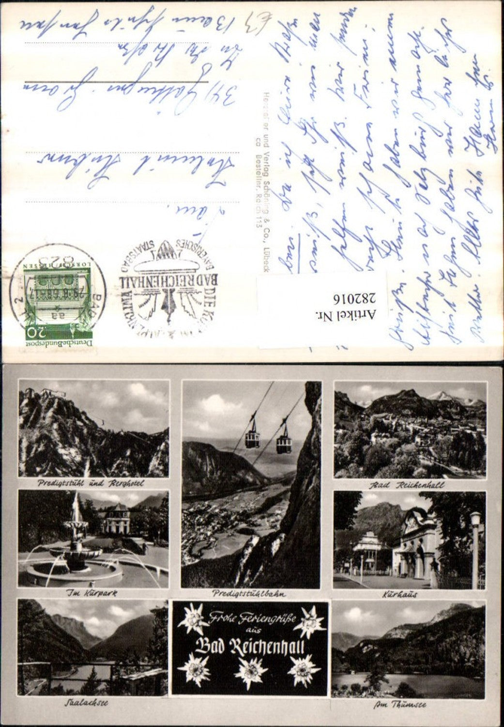 282016,Bad Reichenhall Totale Kurpark Predigtstuhl Berghotel Seilbahn Kurhaus Mehrbildkarte