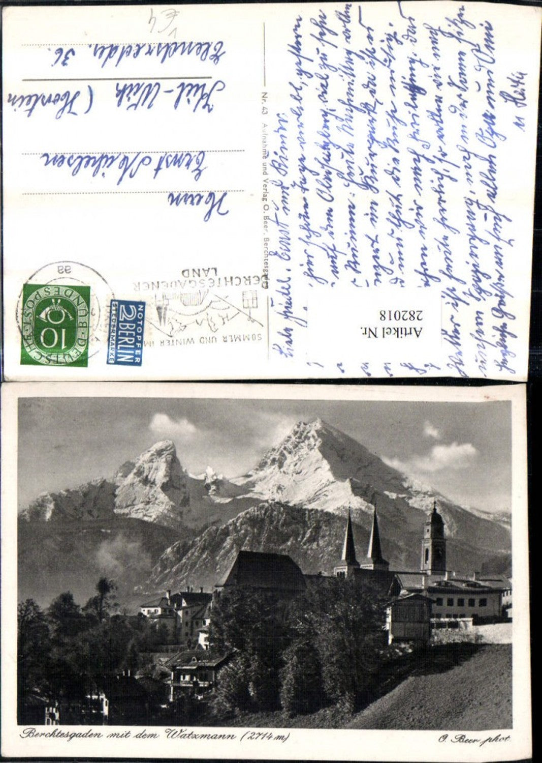282018,Berchtesgaden Teilansicht m. Watzmann Bergkulisse pub O. Beer 43