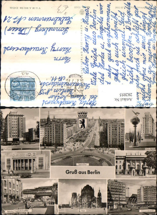 282055,Berlin Haus Berlin Humboldtuniversität Dom Bahnhof Hochhaus Stalinallee Sporthalle Mehrbildkarte pub VEB 15/435