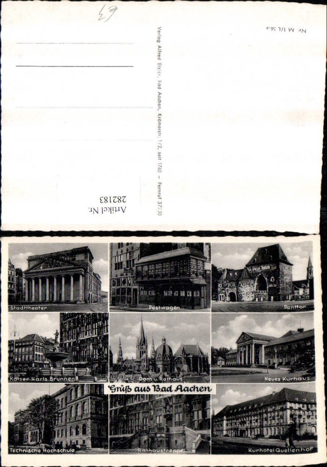 282183,Bad Aachen Dom Rathaus Stadttheater Ponttor Kurhaus Kurhotel Technische Hochschule Mehrbildkarte