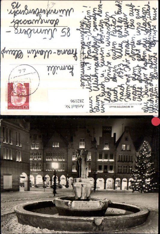 282196,Münster in Westfalen Lambertusbrunnen Brunnen Weihnachtsbaum Winterbild