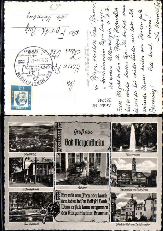 282244,Bad Mergentheim Totale Wandelhalle Wasserspiele Marktplatz Schäfer Kurpark Mehrbildkarte