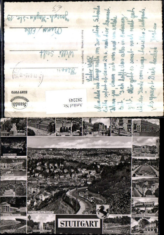 282245, Stuttgart Total view Stadium State Theatre Königsbau Palace Hindenburg Building Train Station Multi-view map