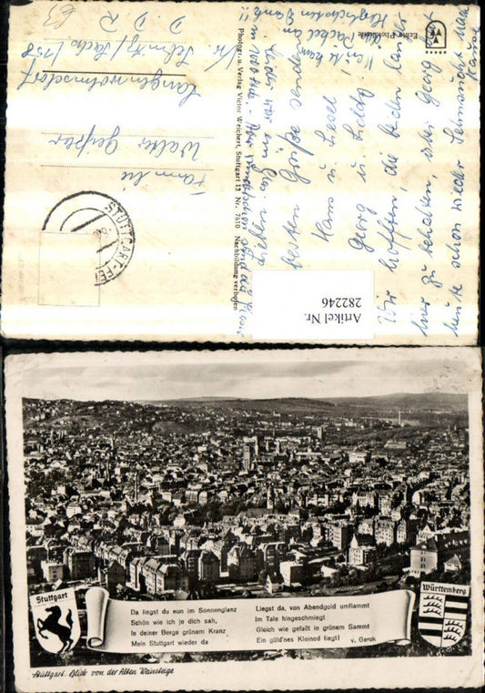 282246, Stuttgart Total view from the old wine ridge Text saying