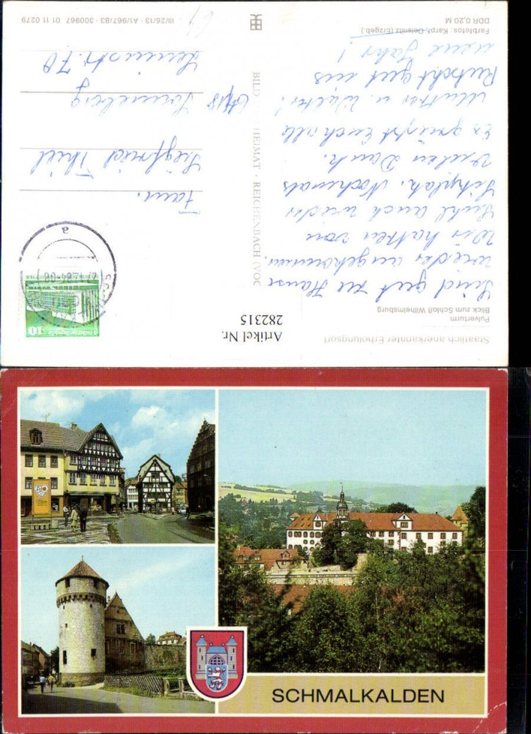 282315, Schmalkalden Old Market Powder Tower Wilhelmsburg Castle Multi-view postcard