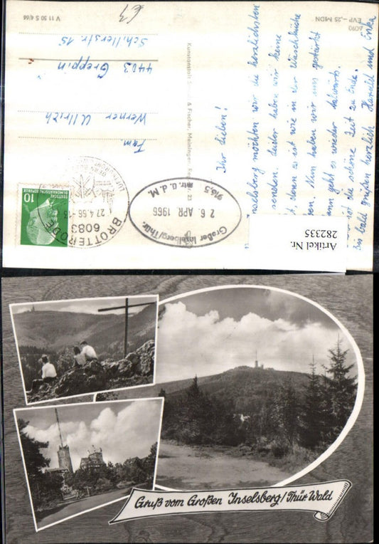 282335, Greetings from the Großer Inselsberg Cross observation tower multi-image postcard