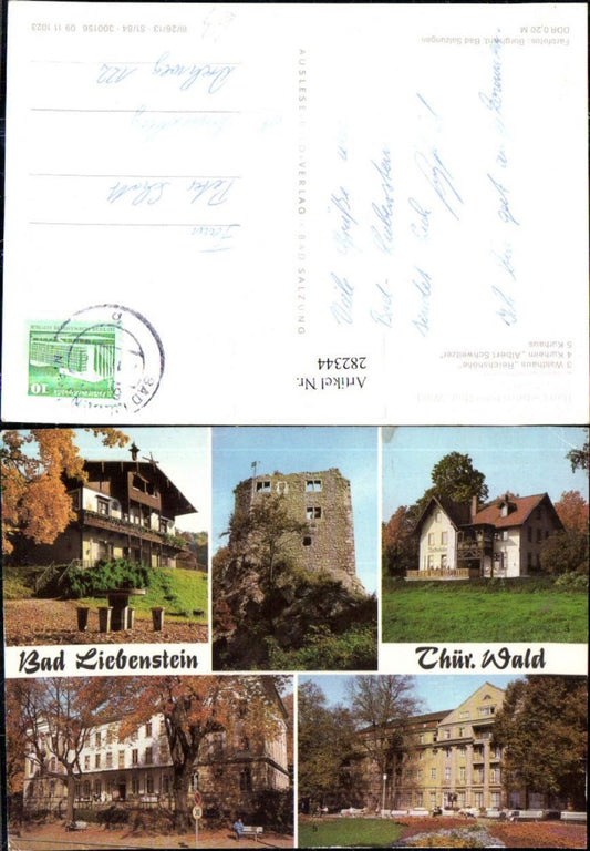 282344, Bad Liebenstein Ruin Waldhaus Kurheim Albert Schweitzer Kurhaus Haus Feodora Multi-view postcard