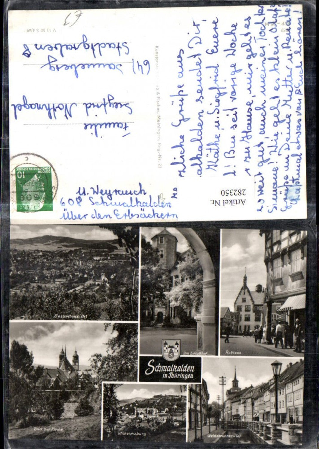 282350,Schmalkalden Totale Schlosshof Wilhelmsburg Rathaus Kirche Weidebrunner-Tor Mehrbildkarte