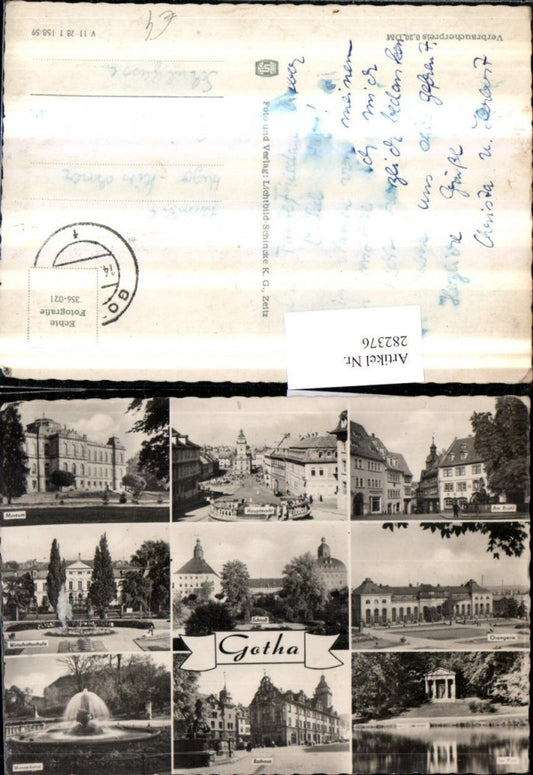 282376,Gotha Museum Hauptmarkt Schloss Orangerie Rathaus Wasserkunst Park Mehrbildkarte