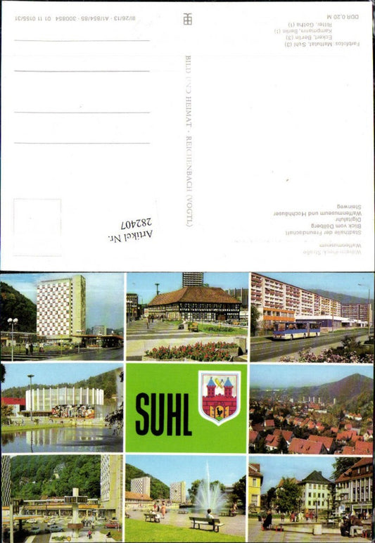 282407,Suhl Totale Waffenmuseum Stadthalle Digitaluhr Steinweg Mehrbildkarte