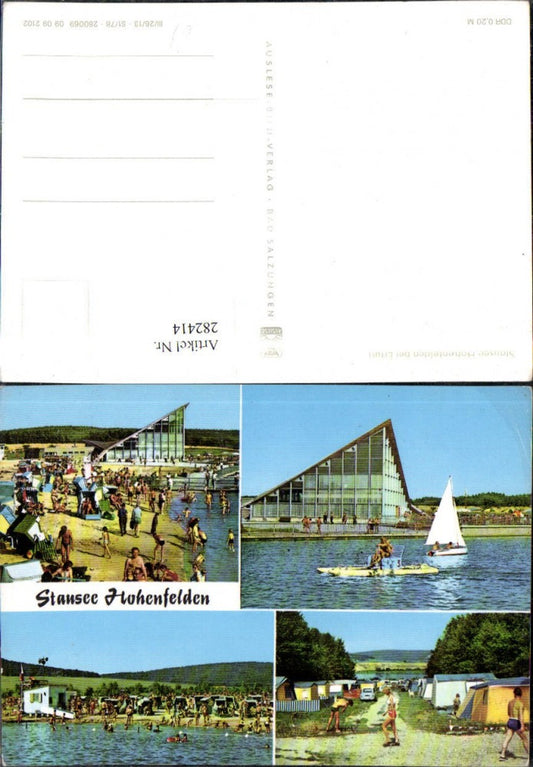 282414,Stausee Hohenfelden b. Erfurt Strandbad Strandleben Camping Segelboot Mehrbildkarte