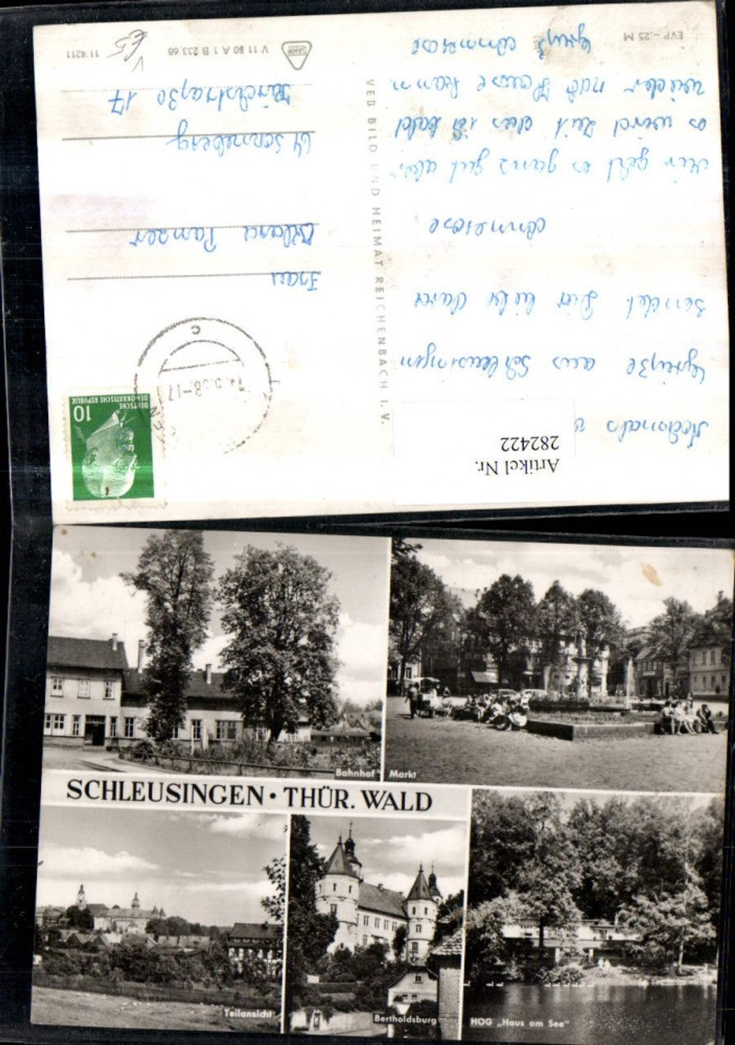 282422,Schleusingen Teilansicht Bahnhof Markt HOG Haus am See Bertholdsburg Mehrbildkarte pub VEB