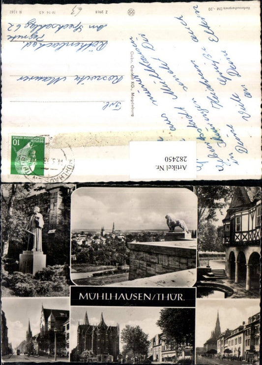 282450,Mühlhausen Totale Denkmal Straßenansicht Kirche Mehrbildkarte