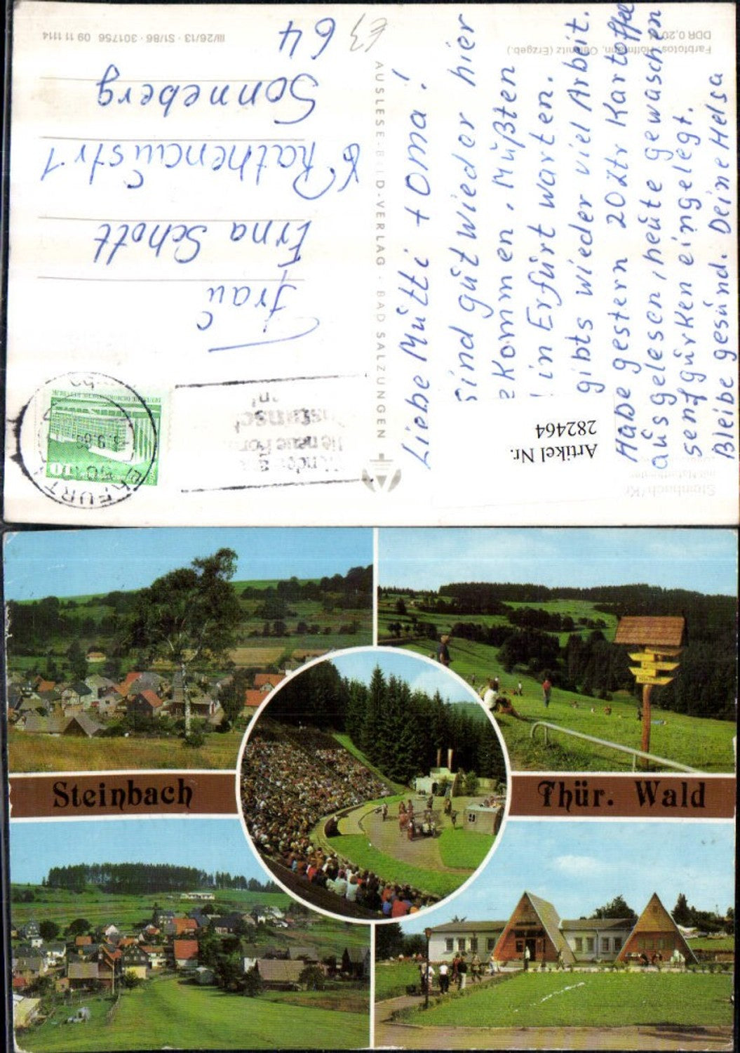 282464,Steinbach Totale Naturtheater Deutsch-Sowjetische-Freundschaft Wegweiser Mehrbildkarte