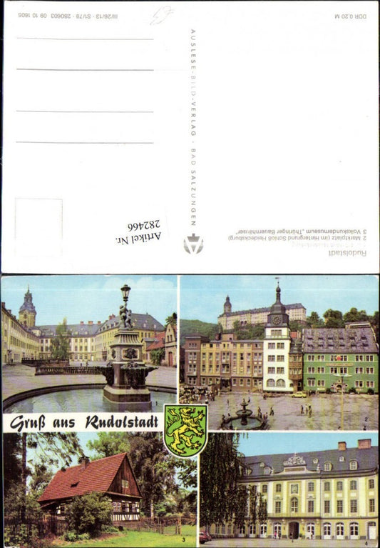 282466,Rudolstadt Schloss Heidecksburg Marktplatz Volkskundemuseum Mehrbildkarte