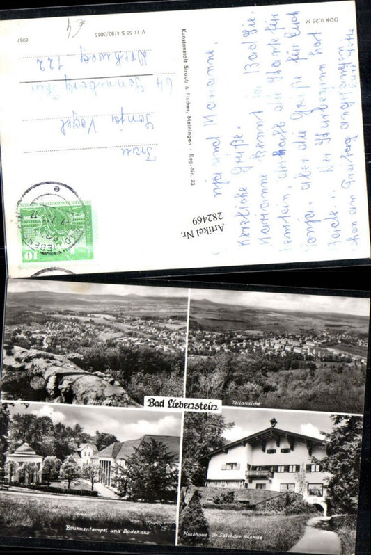 282469,Bad Liebenstein Totale Brunnentempel Badehaus Klubhaus Mehrbidlkarte