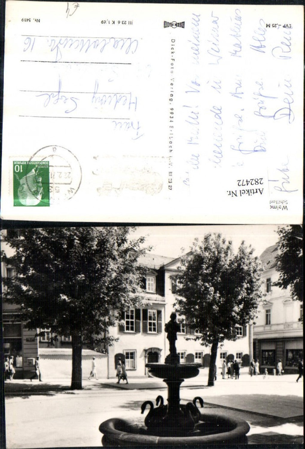 282472,Weimar Schillerhaus m. Gänsemännchenbrunnen Brunnen