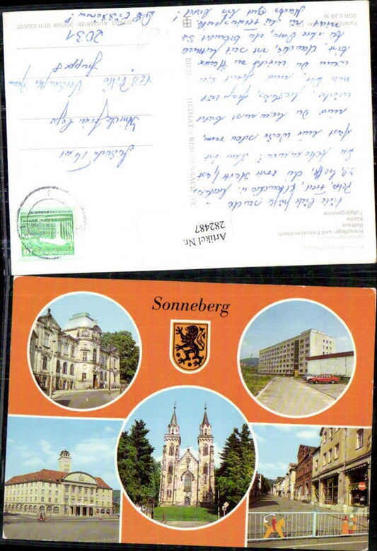 282487,Sonneberg Spielzeugmuseum Rathaus Kirche Fußgängerzone Mehrbildkarte