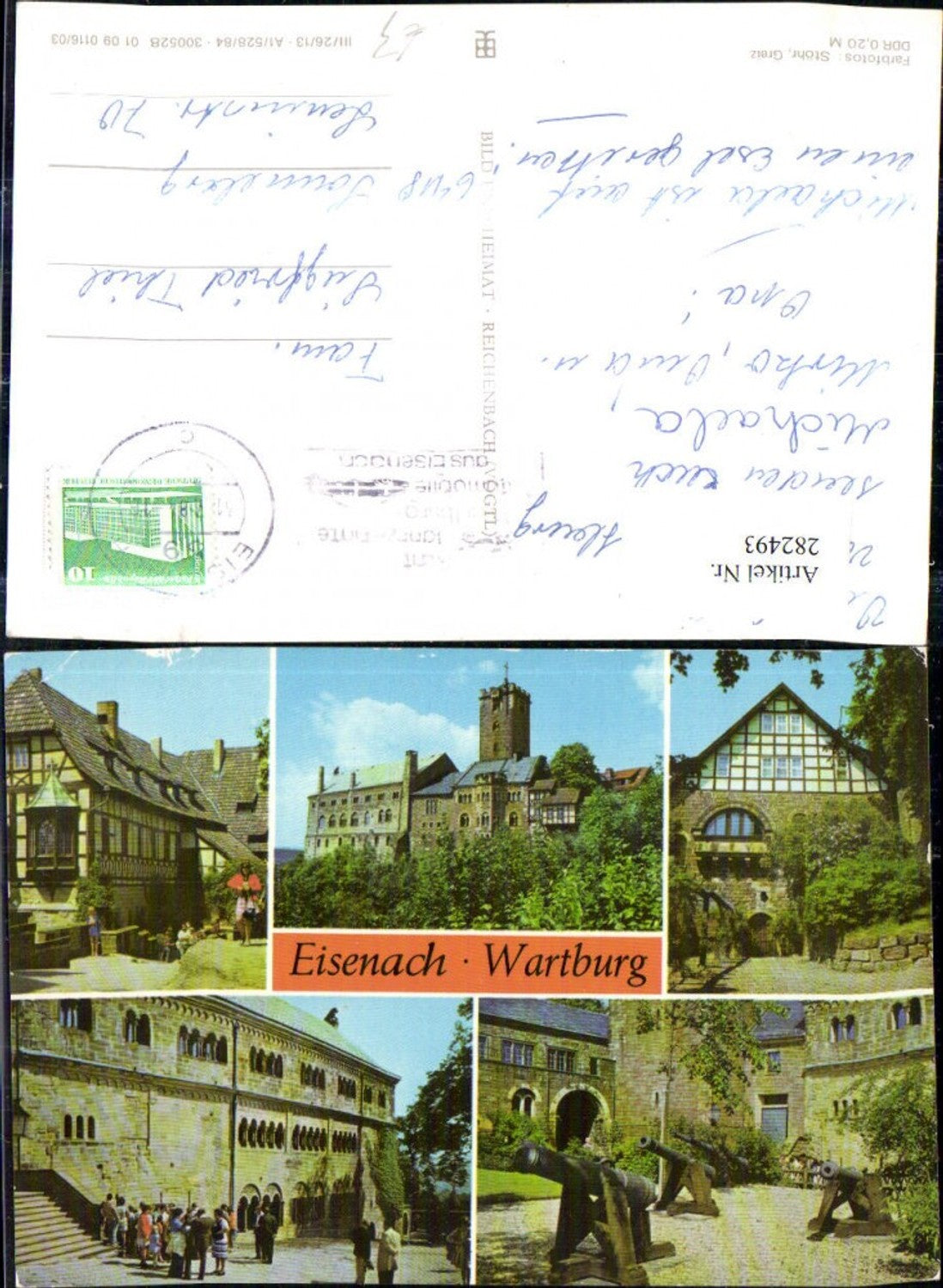282493, Eisenach Wartburg Castle Courtyard Bay Window Cannons Multi-view postcard